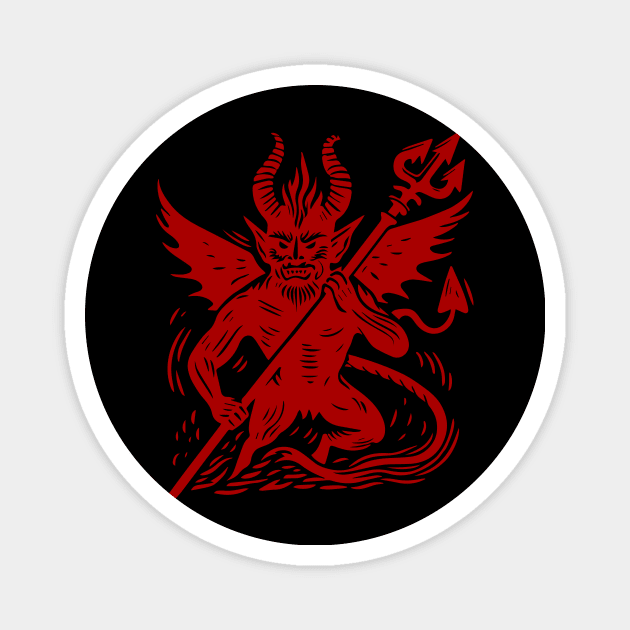 Lino Cut Devil Magnet by n23tees